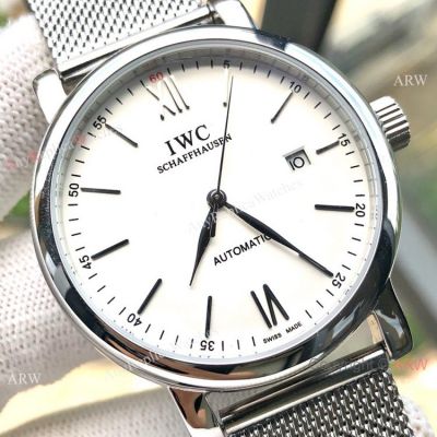 New Fake IWC Watches Portofino Stianless Steel White Face Watches Men